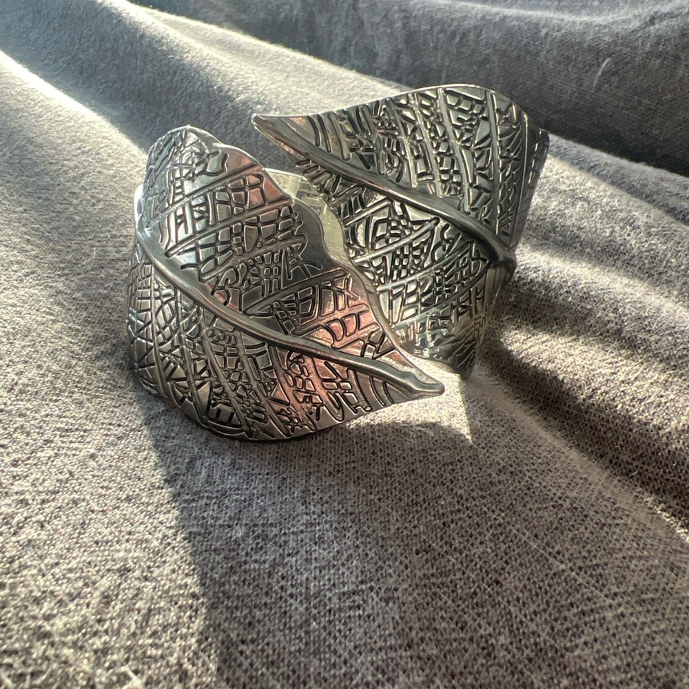 Sterling Silver Leaf Cuff Bracelet